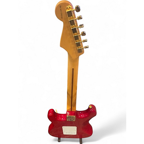 Used Fender Deluxe Stratocaster trans red Solid Body Electric Guitar