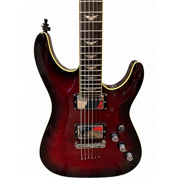 Used Schecter Guitar Research C1 Plus Crimson Red Burst Solid Body Electric Guitar