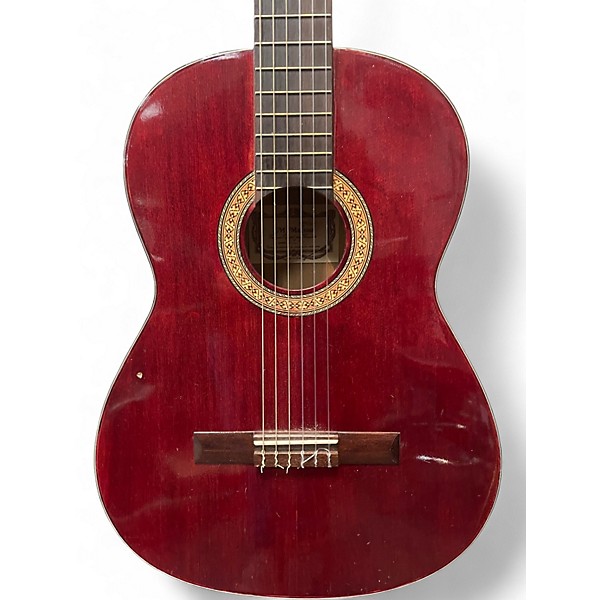 Vintage 1970s M Matsuo 8wr Trans Red Classical Acoustic Guitar