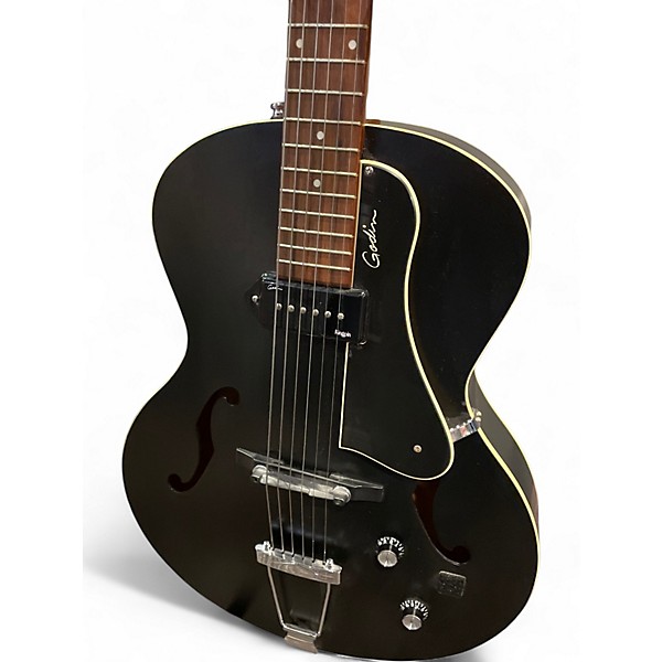 Used Godin 5th Avenue Kingpin P90 Black Hollow Body Electric Guitar