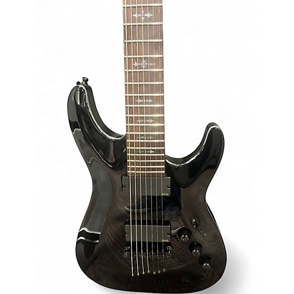 Used Schecter Guitar Research Hellraiser C7 7 String Trans Black Solid Body Electric Guitar