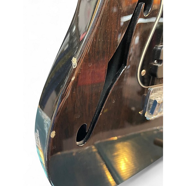 Used Fender Modern Player Telecaster Thinline Deluxe Trans Black Hollow Body Electric Guitar