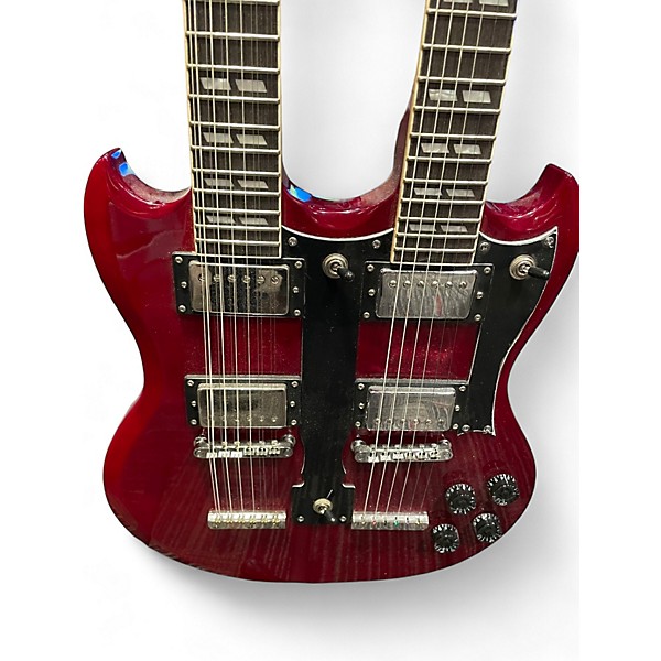 Used Cozart 6/12 DOUBLE NECK SG STYLE Heritage Cherry Solid Body Electric Guitar