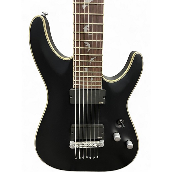 Used Schecter Guitar Research Damien 7 String Black Solid Body Electric Guitar