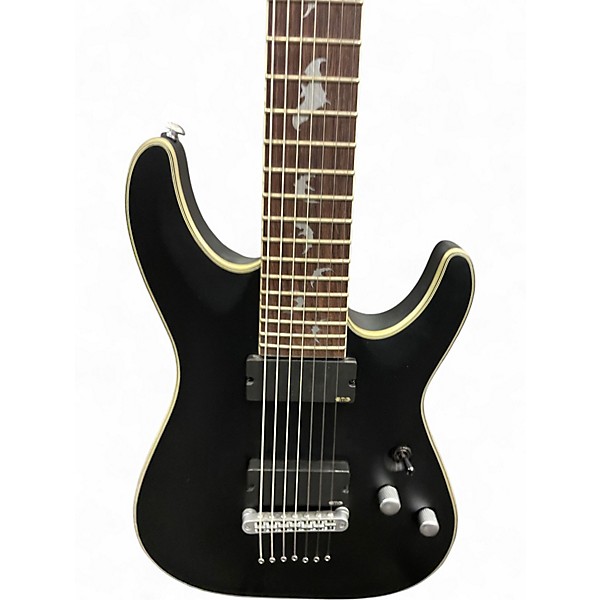 Used Schecter Guitar Research Damien 7 String Black Solid Body Electric Guitar