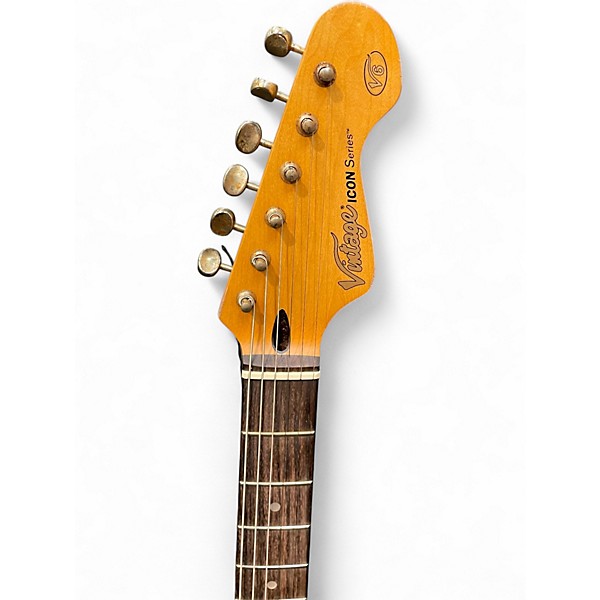 Used Vintage Icon series v6 Gun Hill Blue Solid Body Electric Guitar