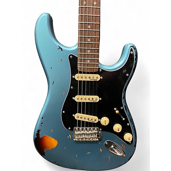 Used Vintage Icon series v6 Gun Hill Blue Solid Body Electric Guitar