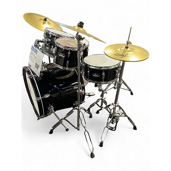 Used 2023 Pearl 7 Piece Roadshow 5-Piece Drum Set With Hardware JET BLACK Drum Kit