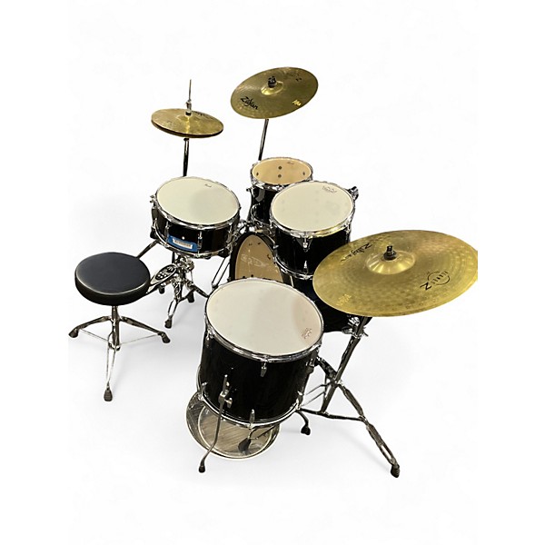 Used 2023 Pearl 7 Piece Roadshow 5-Piece Drum Set With Hardware JET BLACK Drum Kit