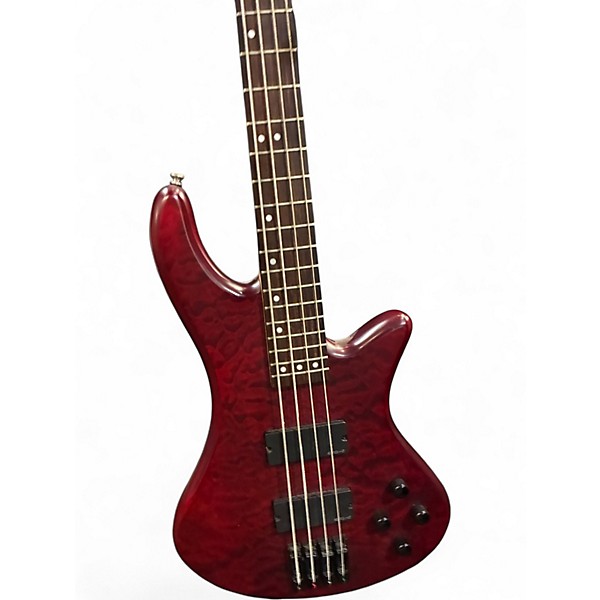Used Schecter Guitar Research C4 Custom Trans Crimson Red Electric Bass Guitar