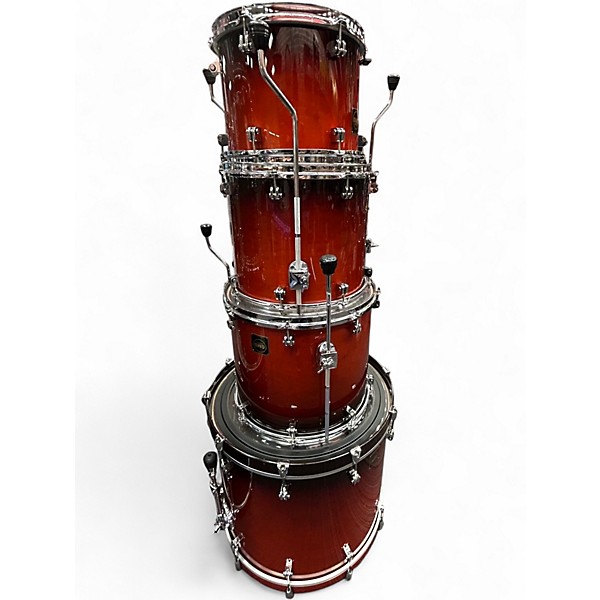 Used GMS 4 Piece 4 piece shell pack Red to Black Fade Drum Kit