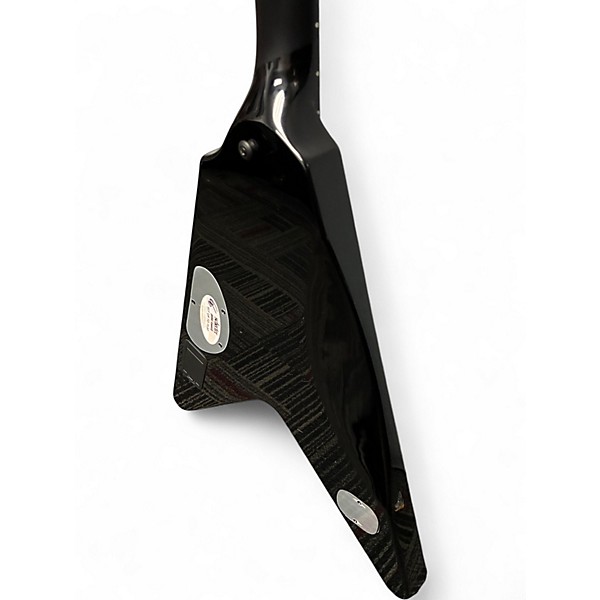 Used Schecter Guitar Research V-1 Przym Palladium Metal Top Black Solid Body Electric Guitar