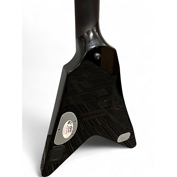 Used Schecter Guitar Research V-1 Przym Palladium Metal Top Black Solid Body Electric Guitar