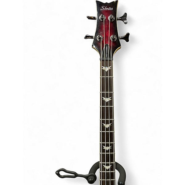 Used Schecter Guitar Research Stiletto Extreme 4 String Crimson Red Burst Electric Bass Guitar