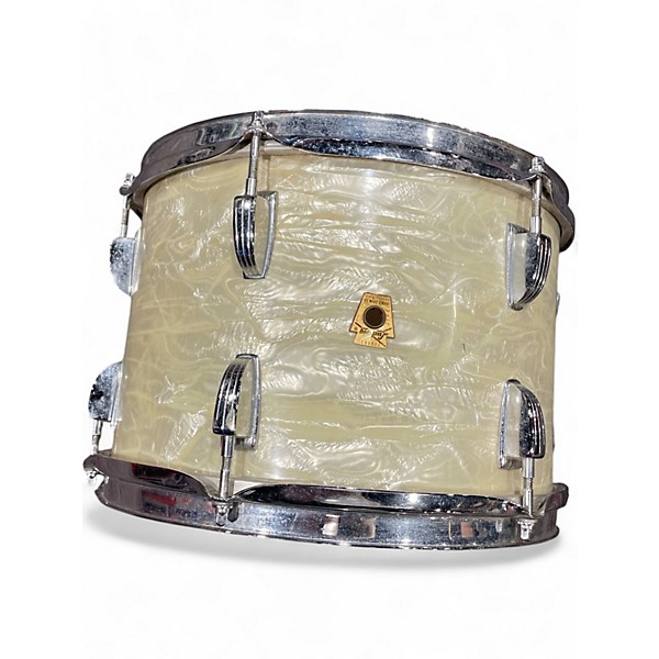 Vintage 1960s Ludwig 3 Piece Downbeat 3pc Pearl White Drum Kit