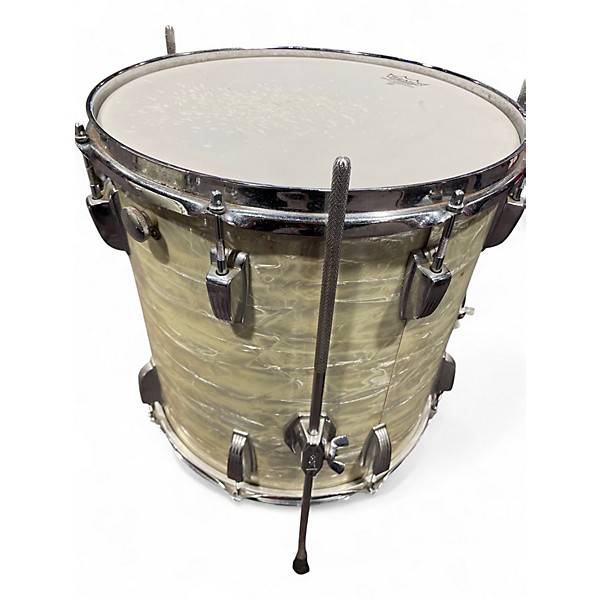 Vintage 1960s Ludwig 3 Piece Downbeat 3pc Pearl White Drum Kit