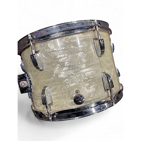 Vintage 1960s Ludwig 3 Piece Downbeat 3pc Pearl White Drum Kit