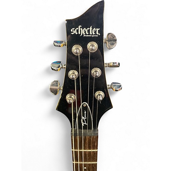 Used Schecter Guitar Research Diamond Series Black and Silver Solid Body Electric Guitar