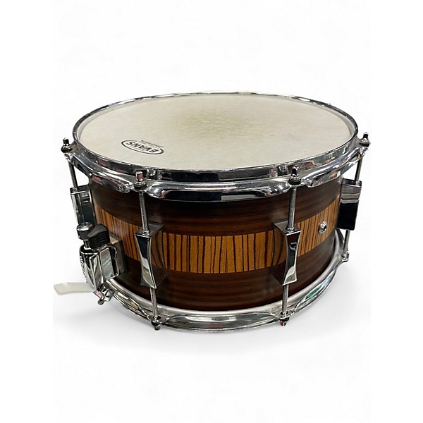 Used Pork Pie USA 7X13 EXOTIC ZEBRAWOOD SNARE Natural Drum
