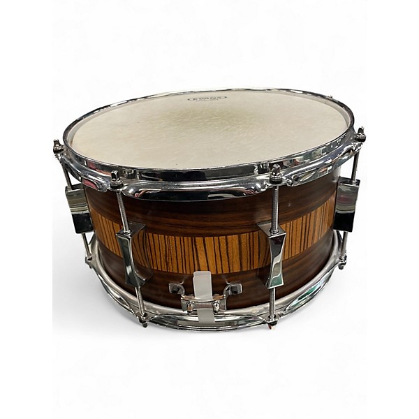 Used Pork Pie USA 7X13 EXOTIC ZEBRAWOOD SNARE Natural Drum