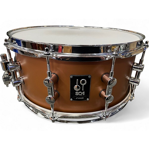 Used SONOR 14X6.5 SQ1 SNARE DRUM SATIN COPPER BROWN Drum