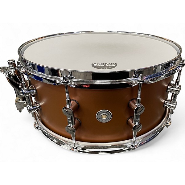 Used SONOR 14X6.5 SQ1 SNARE DRUM SATIN COPPER BROWN Drum