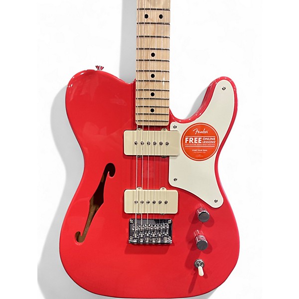 Used Squier Paranormal Cabronita Thinline Telecaster Fiesta Red Hollow Body Electric Guitar