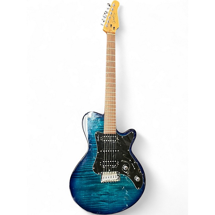 Used Godin SDXT Blue Leaf Top Solid Body Electric Guitar Blue Leaf