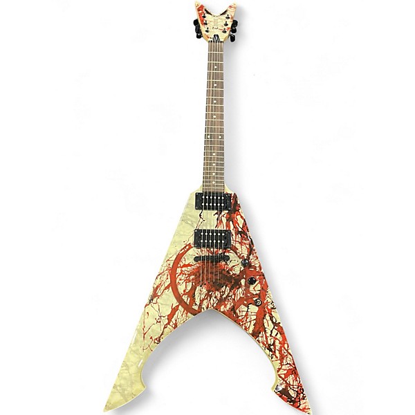 Used Dean  Michael Amott Flying V print Solid Body Electric Guitar