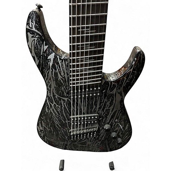 Used Schecter Guitar Research C8 Silver Mountain Multiscale Distressed black satin Solid Body Electric Guitar