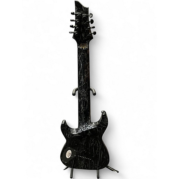 Used Schecter Guitar Research C8 Silver Mountain Multiscale Distressed black satin Solid Body Electric Guitar