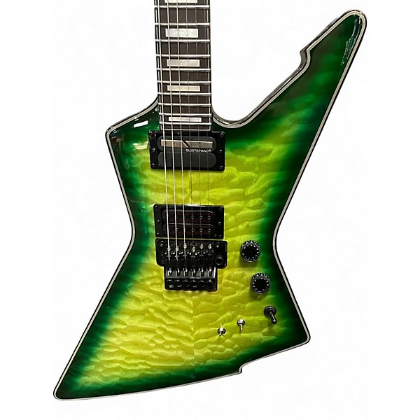 Used Schecter Guitar Research E-1-FR-S GREEN BURST Solid Body Electric Guitar