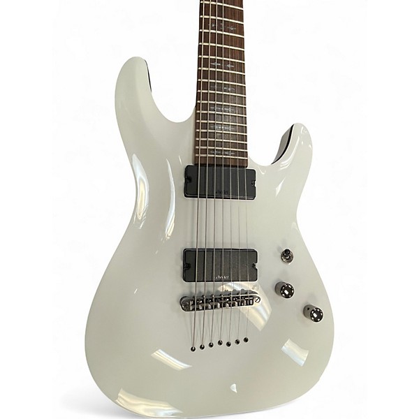 Used Schecter Guitar Research Demon 7 String Alpine White Solid Body Electric Guitar