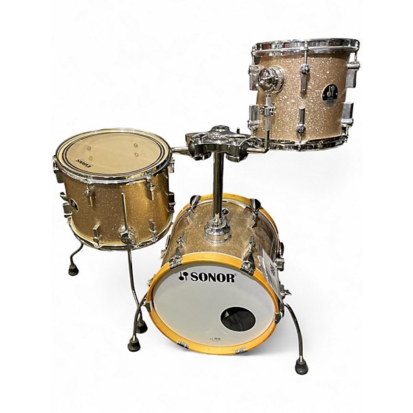 Used SONOR 3 Piece Martini Gold Sparkle Drum Kit