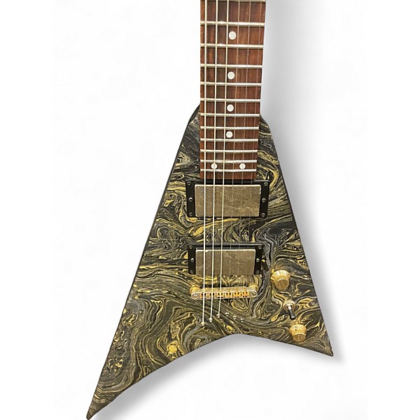 Used Jackson Roads Style Body Black and Gold Marble Wrap Solid Body Electric Guitar