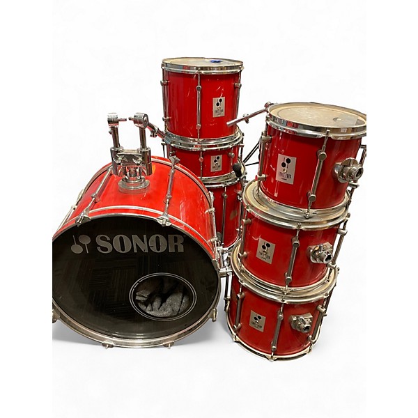 Used SONOR 7 Piece Force 2000 Red Drum Kit