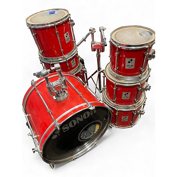 Used SONOR 7 Piece Force 2000 Red Drum Kit