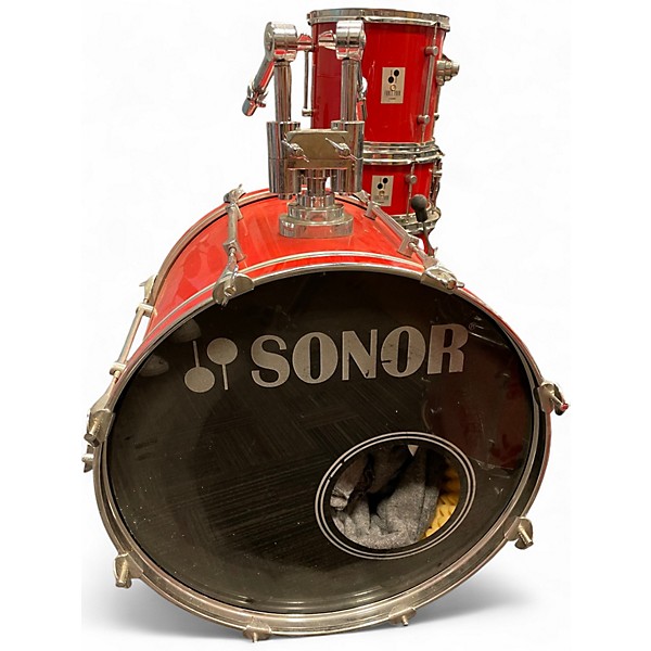Used SONOR 7 Piece Force 2000 Red Drum Kit