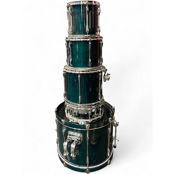 Used Pearl 5 Piece Export Trans Green Drum Kit