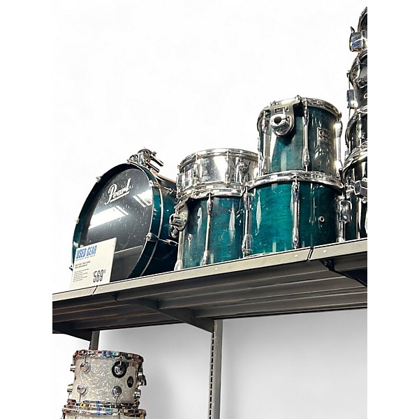 Used Pearl 5 Piece Export Trans Green Drum Kit