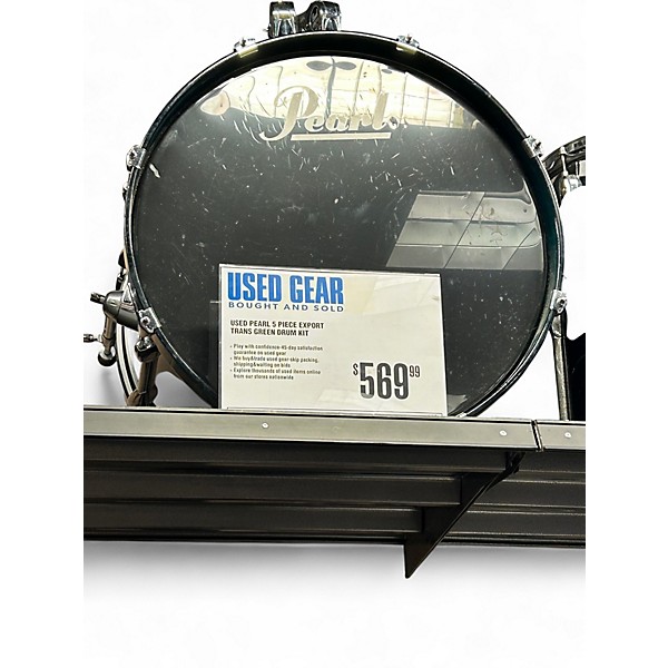 Used Pearl 5 Piece Export Trans Green Drum Kit