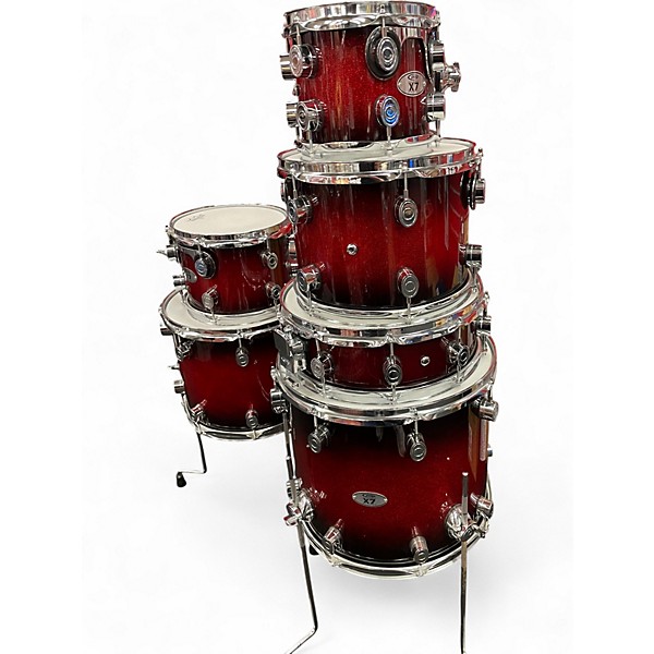 Used PDP by DW 7 Piece X7 Red to Black Fade Drum Kit