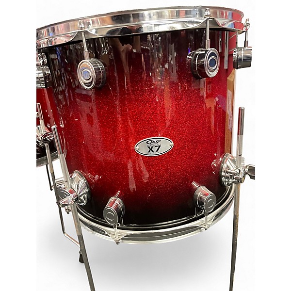 Used PDP by DW 7 Piece X7 Red to Black Fade Drum Kit
