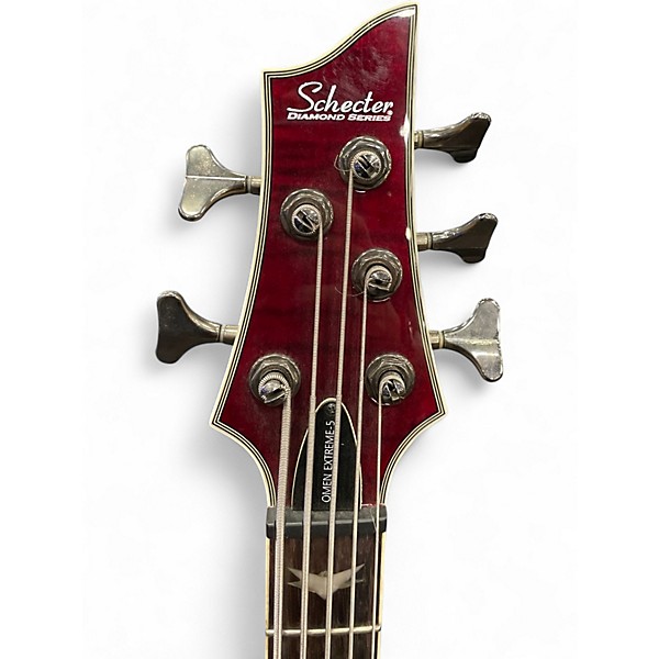 Used Schecter Guitar Research Omen Extreme 5 String Wine Red Electric Bass Guitar