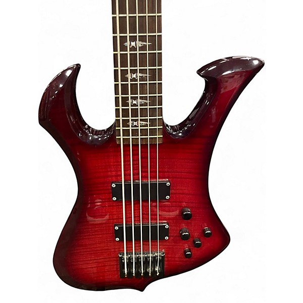 Used Dean SPIRE 5 STRING Red Electric Bass Guitar