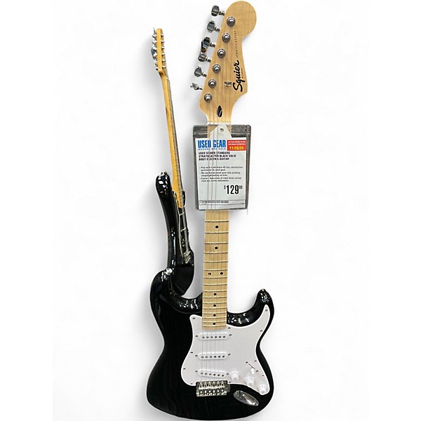 Used Squier Standard Stratocaster Black Solid Body Electric Guitar