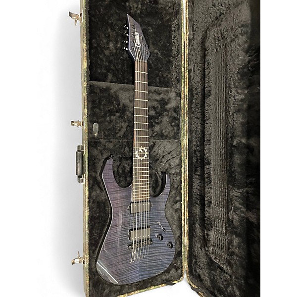 Used Guerilla 7 string solid body Trans Blue Solid Body Electric Guitar