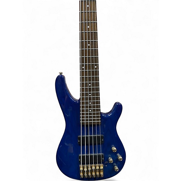 Used Brice 6 STRING Blue Electric Bass Guitar