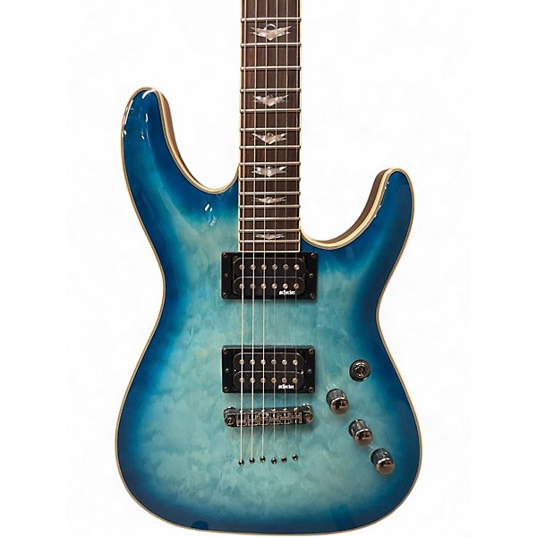 Used Schecter Guitar Research Omen Extreme 6 Ocean Blue Burst Solid Body Electric Guitar