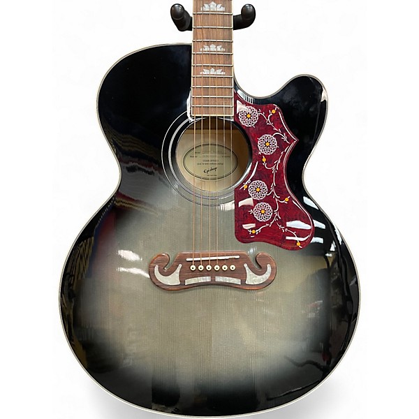 Used Epiphone J-200 EC Studio Transparent Ebony Burst Acoustic Electric Guitar